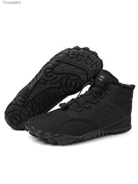 Winter Barefoot Hiking Boots Wide Toe Box Water Resistant Pull-On